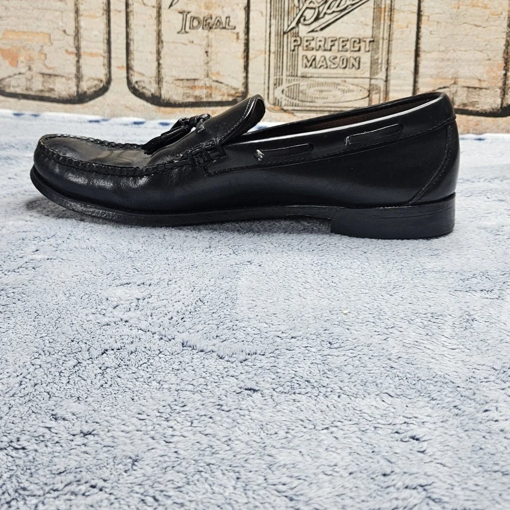 Vintage Sebago Loafers Mens 10 Black Leather Tassel Made in USA Slip On Shoes